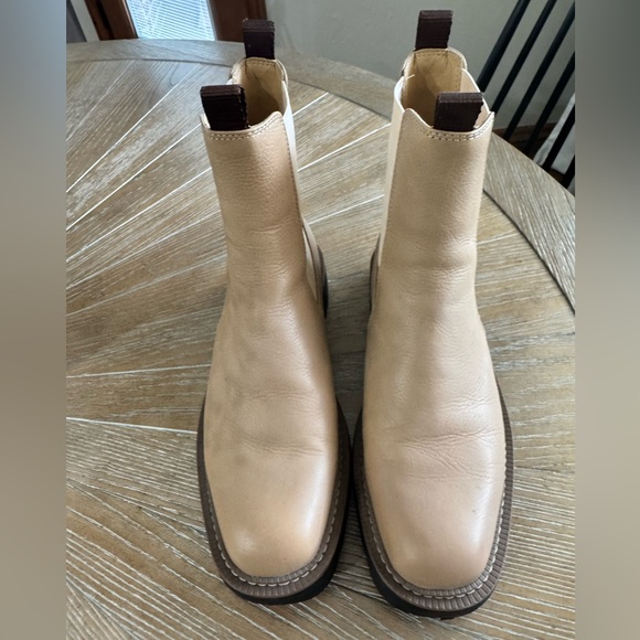 Shoes - Sam Edelman Tan Heeled Boots with Modern Minimalist Design